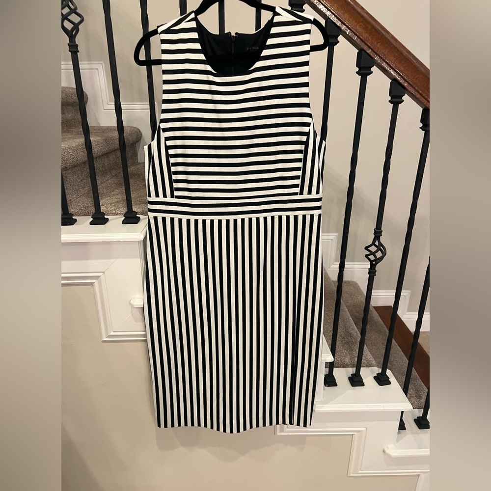 Ann Taylor Black and White Sheath Midi Dress - Picture 4 of 10